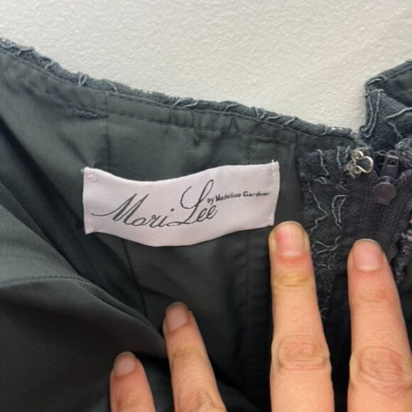 Mori Lee by Madeline Gardner Grey Lace Strapless Formal Dress - Picture 6 of 13
